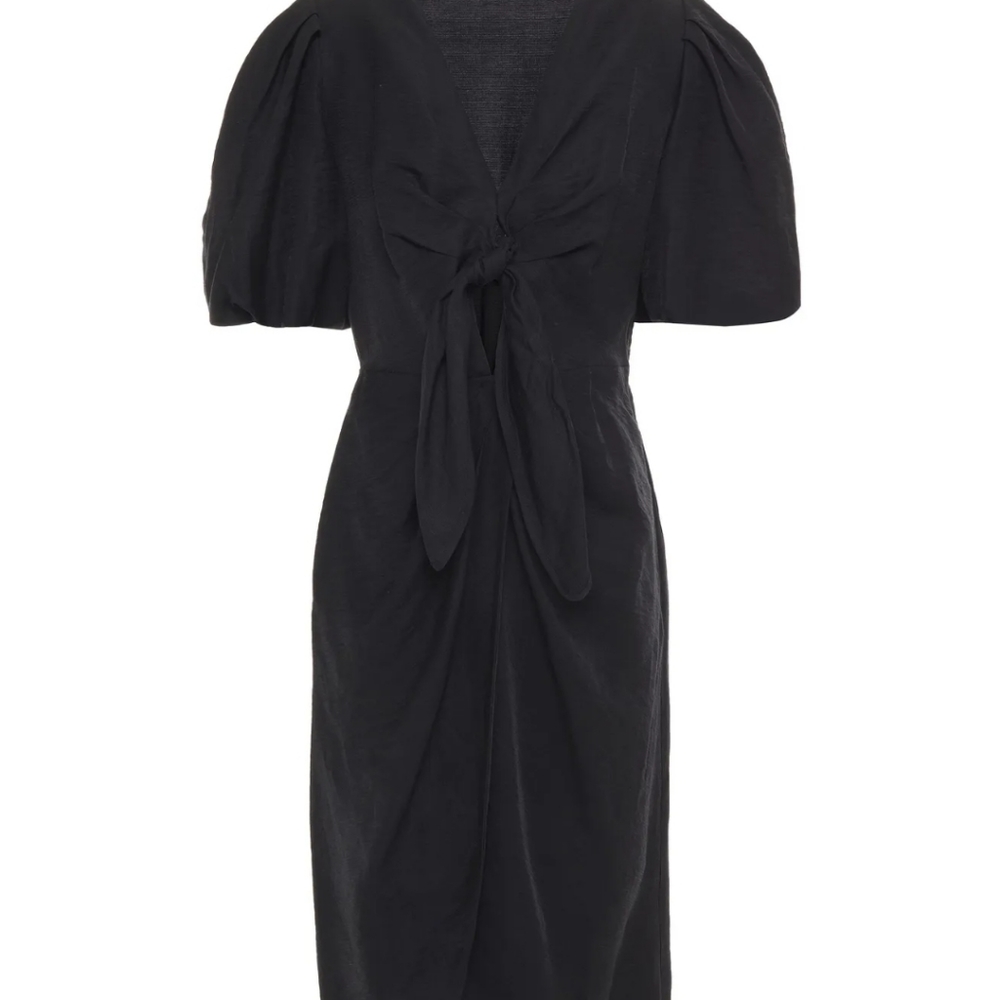 Guess black knotted puffed sleeved dress